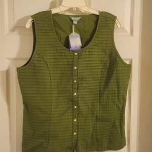 April Cornell Audrey Pleated Camisole Women’s XL Green NWT